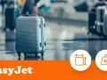 Szary walizka na kółkach, idealna jako easyJet bagaż podręczny. Obok ikony wymiarów i wagi.