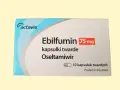 Opakowanie leku Ebilfumin 75 mg, zawierającego oseltamiwir dla dzieci. 10 kapsułek twardych do podania doustnego.