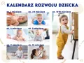 Kalendarz skoków rozwojowych dziecka: niemowlęta od 1 miesiąca do 1,5 roku życia, pokazujące ich rozwój.