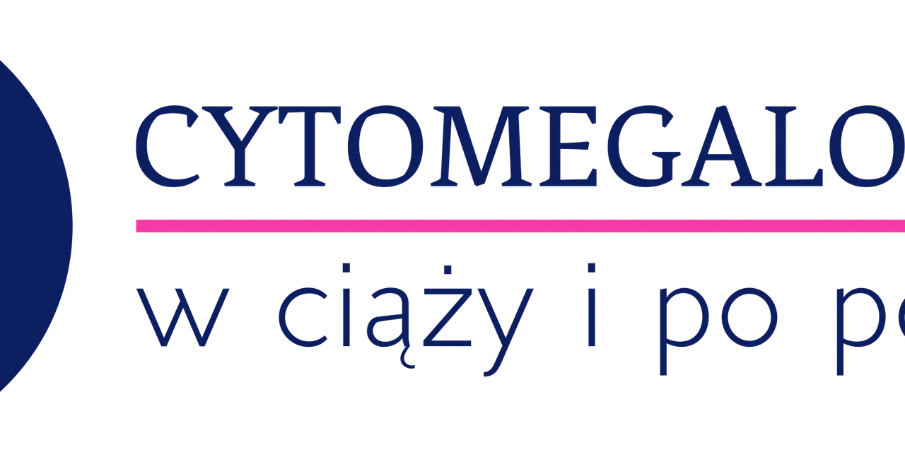 Logo z sylwetką kobiety w ciąży i sercem. Napis: CYTOMEGALOWIRUS w ciąży i po porodzie.