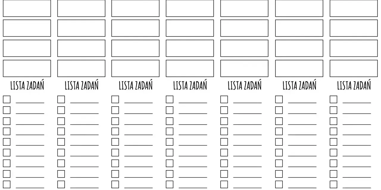 Planer dla dzieci do druku z podziałem na dni tygodnia i listami zadań. Idealny do organizacji tygodnia.