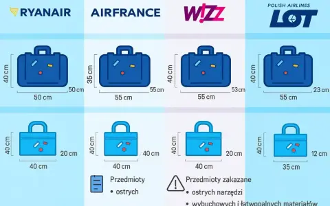 Wymiary bagażu podręcznego dla Ryanair, Air France, Wizz Air i LOT. Sprawdź, ile kg bagażu możesz zabrać.