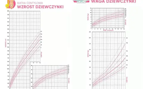 Siatki centylowe dla dziewczynek: wzrost i waga. Wykresy pokazują normy rozwoju od urodzenia do 12 lat.