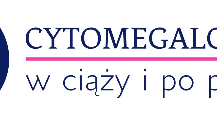 Logo z sylwetką kobiety w ciąży i sercem. Napis: CYTOMEGALOWIRUS w ciąży i po porodzie.