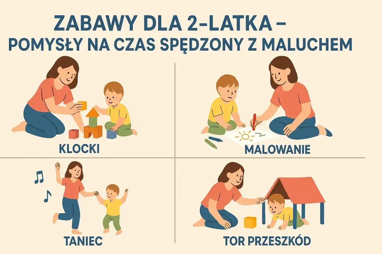 Zabawy dla 2-latka: budowanie z klocków, malowanie, taniec i tor przeszkód. Rozwój przez zabawę!